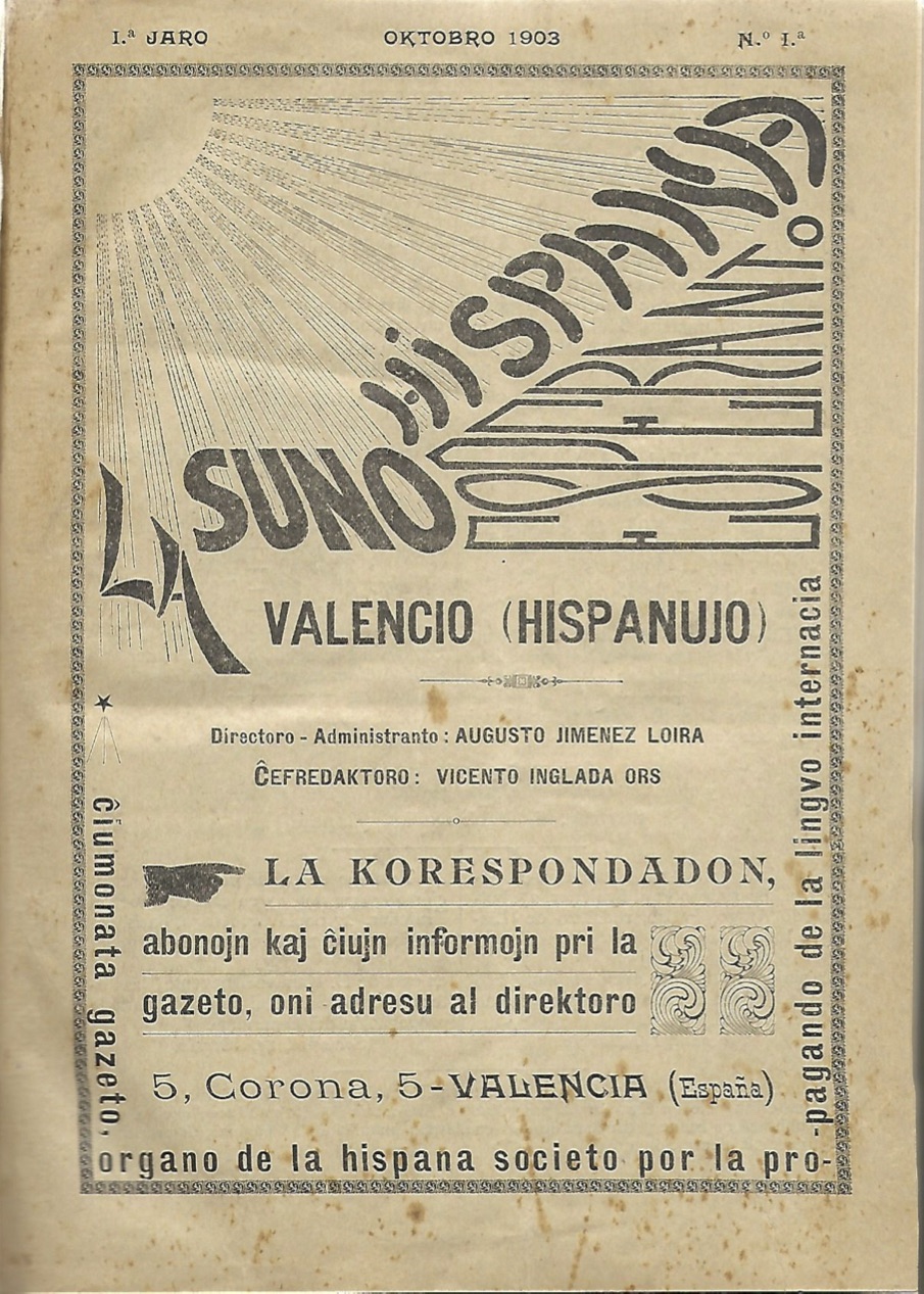 Unua numero de <em>La Suno Hispana</em> (oktobro 1903)