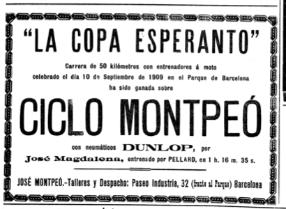 Reklamo de bicikloj en <em>El Mundo Deportivo</em> (16-9-1909), p. 6