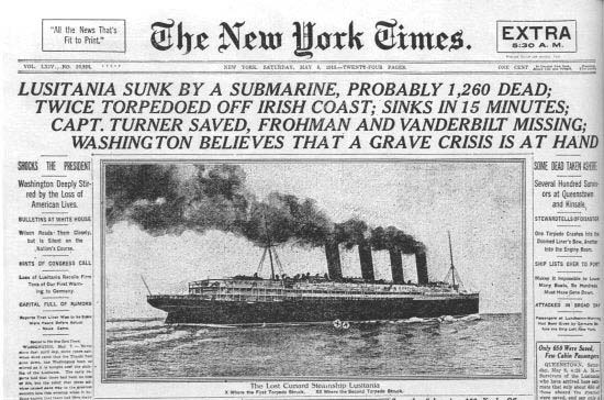 La ŝippereo de Lusitania ĉe <em>NY Times</em>